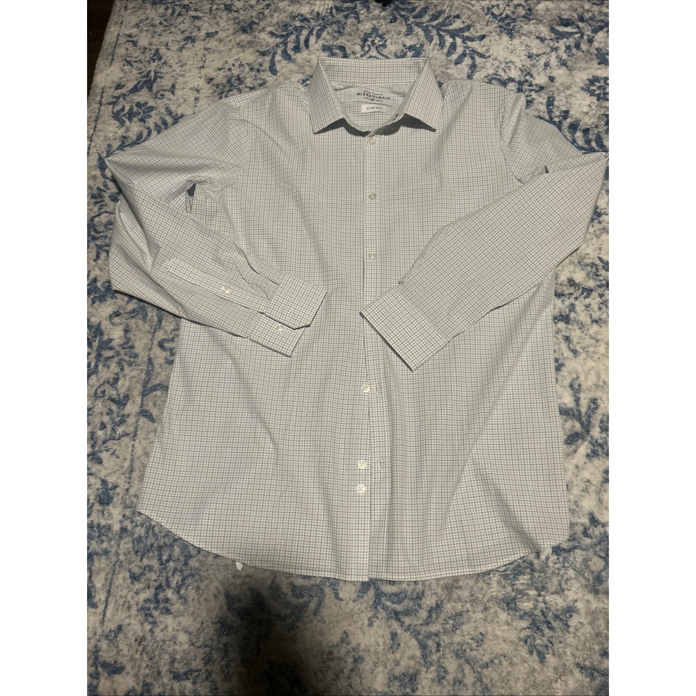 Mizzen+Main Leeward Collection Plaid Trim Fit Dress Shirt XXL Large Men Made USA